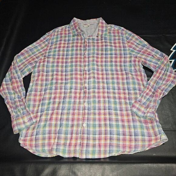 Carbon2Cobalt Mens Rainbow Plaid Long Sleeve Button Down Shirt‎ XL - Picture 1 of 4